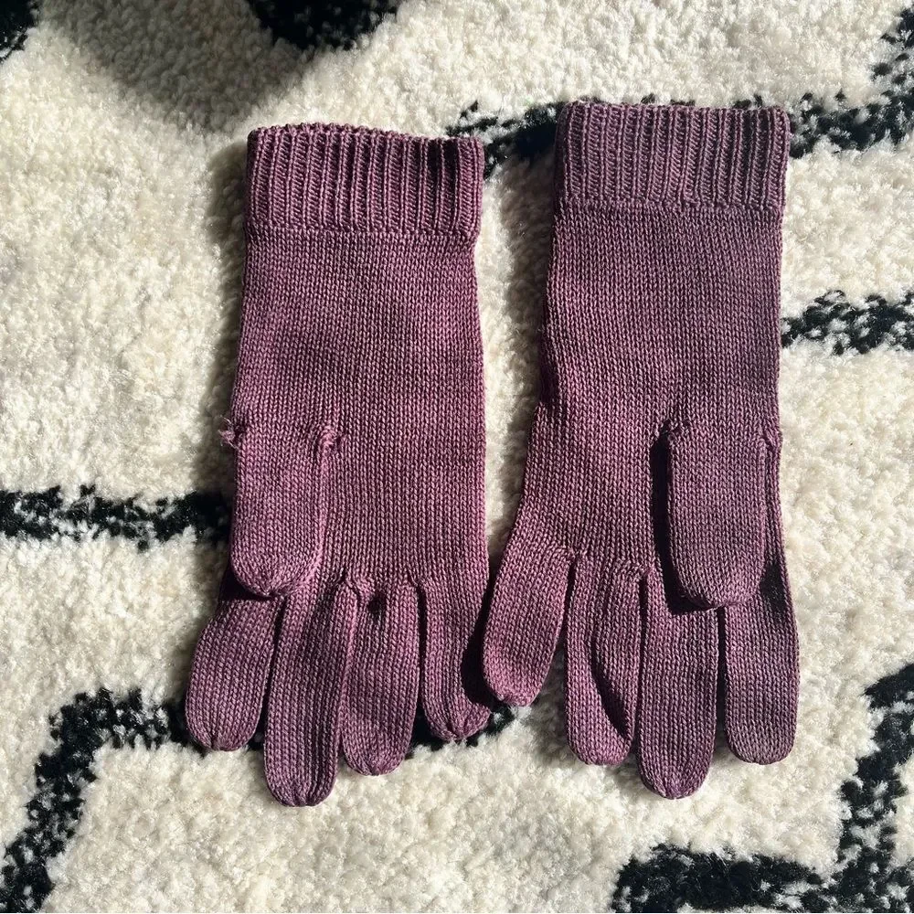 French Connection Purple Wool Blend Knit Gloves Size S/M